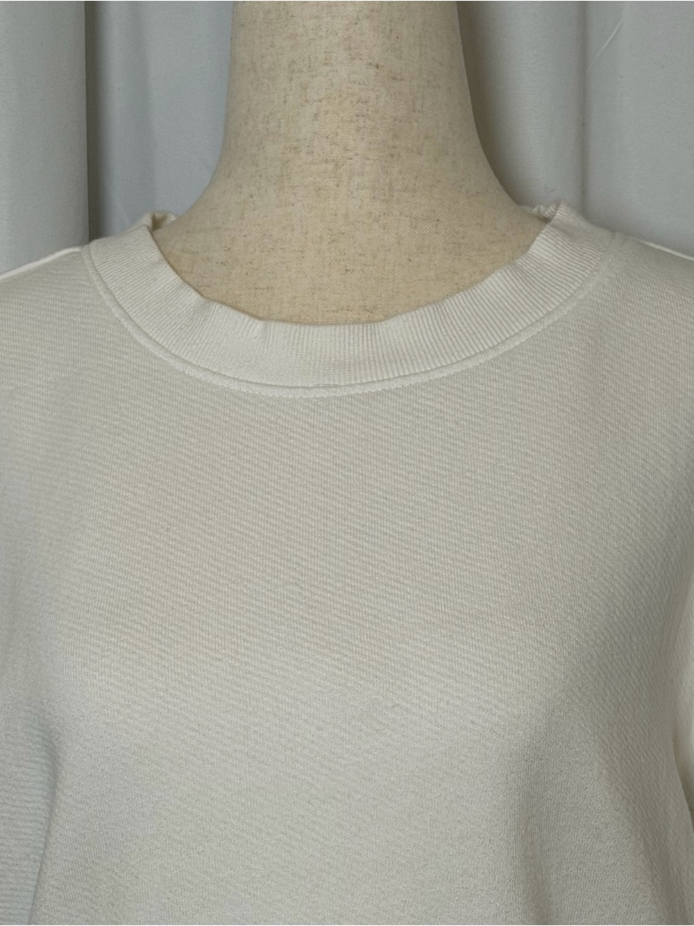 Paige Mako Puff Sleeve Sweatshirt White Eyelet Lace Sleeve Cotton Top Medium - Picture 5 of 12